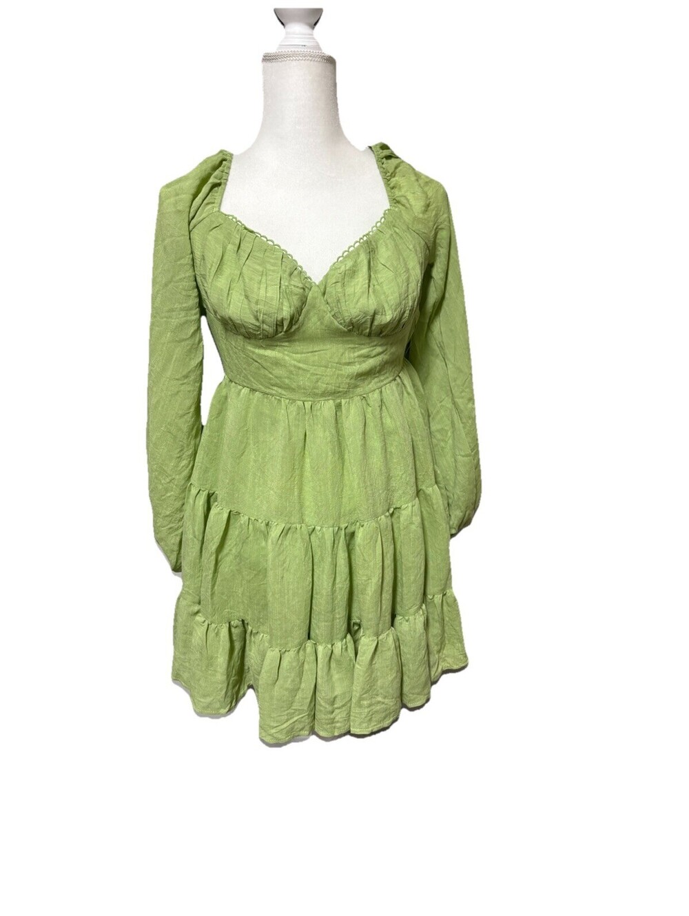 Princess Polly Danny Long Sleeve Mini Dress Green Size US 8 NWT